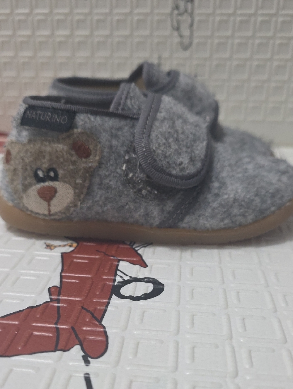 Naturino Grey Kids Teddy Slip-On Slippers